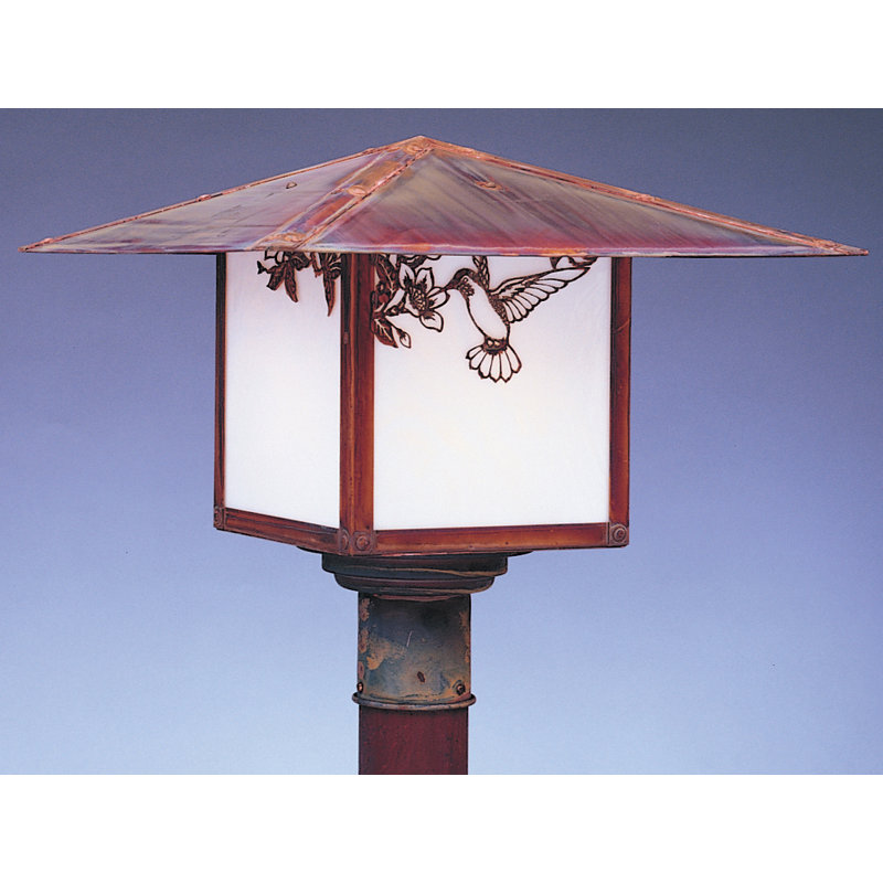 Paulis Lantern Head, 11" H x 17" W / Hummingbird, Raw Copper, White Opalescent