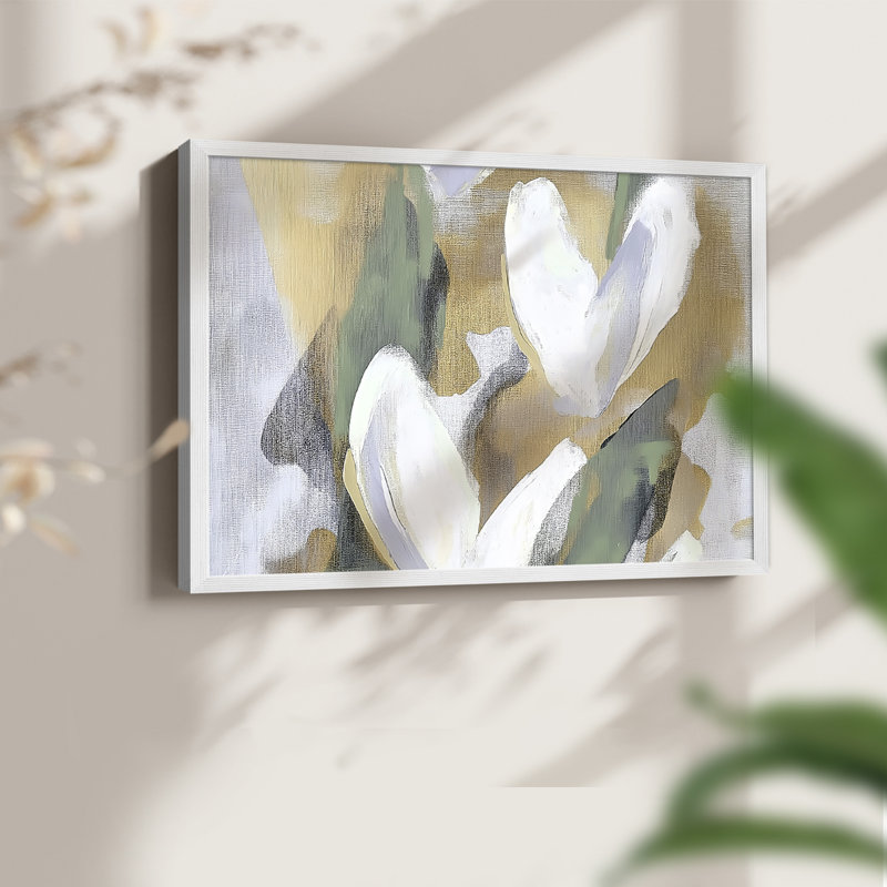 Série florale - Imprimé encadré - réversible, H 11 po x l 14 po, Blanc