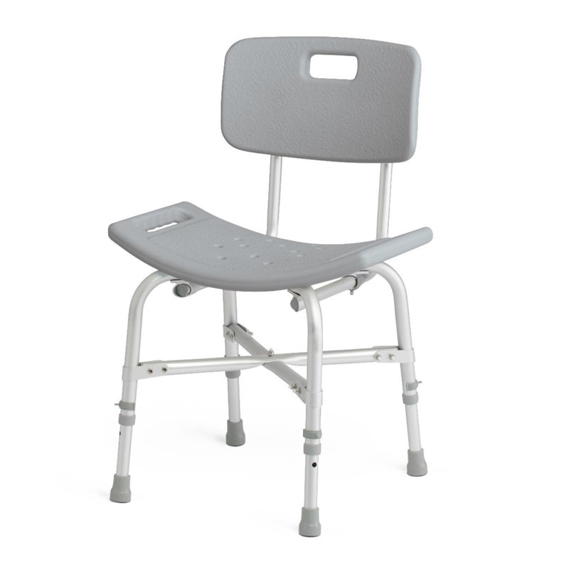 Gray Plastic Bariatric Shower Chair with Backrest and Reinforced Frame