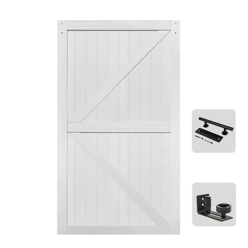 Trous pré-percés en MDF pour porte de grange Assemblage facile - Porte simple, quincaillerie non incluse, 46" x 80", White