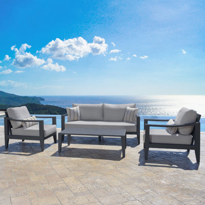 Hyland Hills Outdoor 4-pc Seating Set, Sunbrella Canvas Granite & Gray Aluminum
