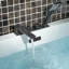 Robinet de baignoire romaine surdimensionné à fixation sur le comptoir avec douche à main, robinet de baignoire à 4 trous à deux poignées-102673603
