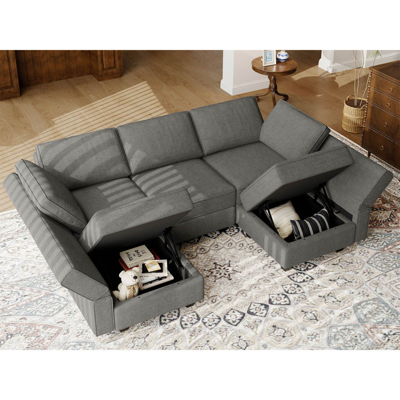 Petit canapé modulaire Kimbrel, Mélange de polyester gris clair