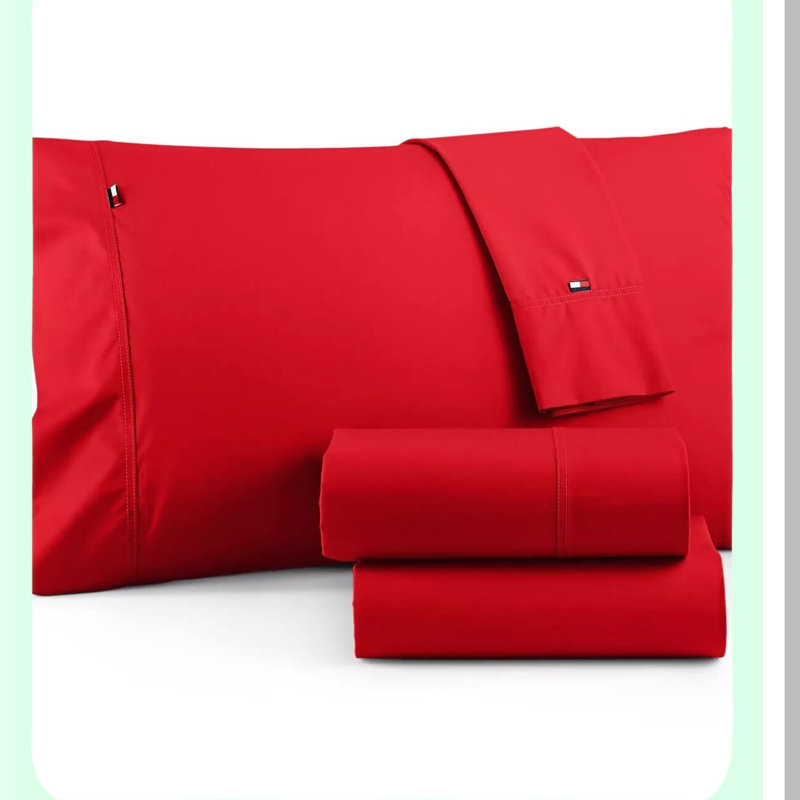 Red Signature Solid Twin XL Sheet Set - T200 Quality Cotton Bedding