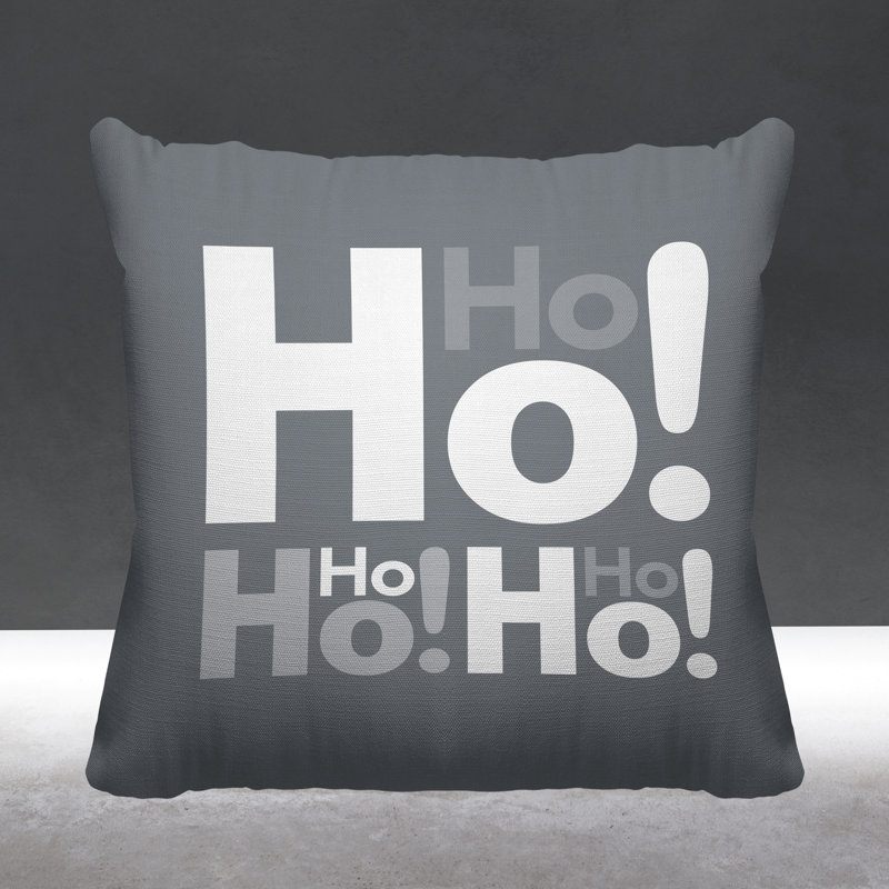 Coussin intérieur / extérieur Hohoho Christmas, Gris, L 15 po x H 15 po