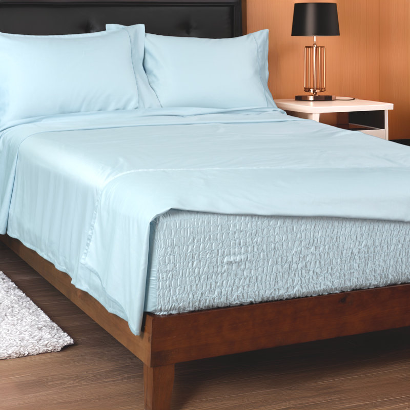 Ensemble de draps anti-froissement en microfibre douce BedTite, Ensemble de draps pour lit simple avec 1 taie d'or, Bleu