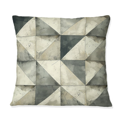 Coussin décoratif beige à motif géométrique I - Mid-Century