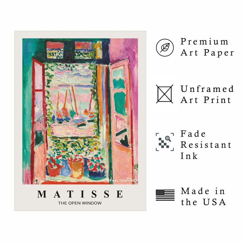 «Architecture and Buildings Henri Matisse The Open Window Bohemian», reproduction d'art non encadrée, H 16 po x l 12 po