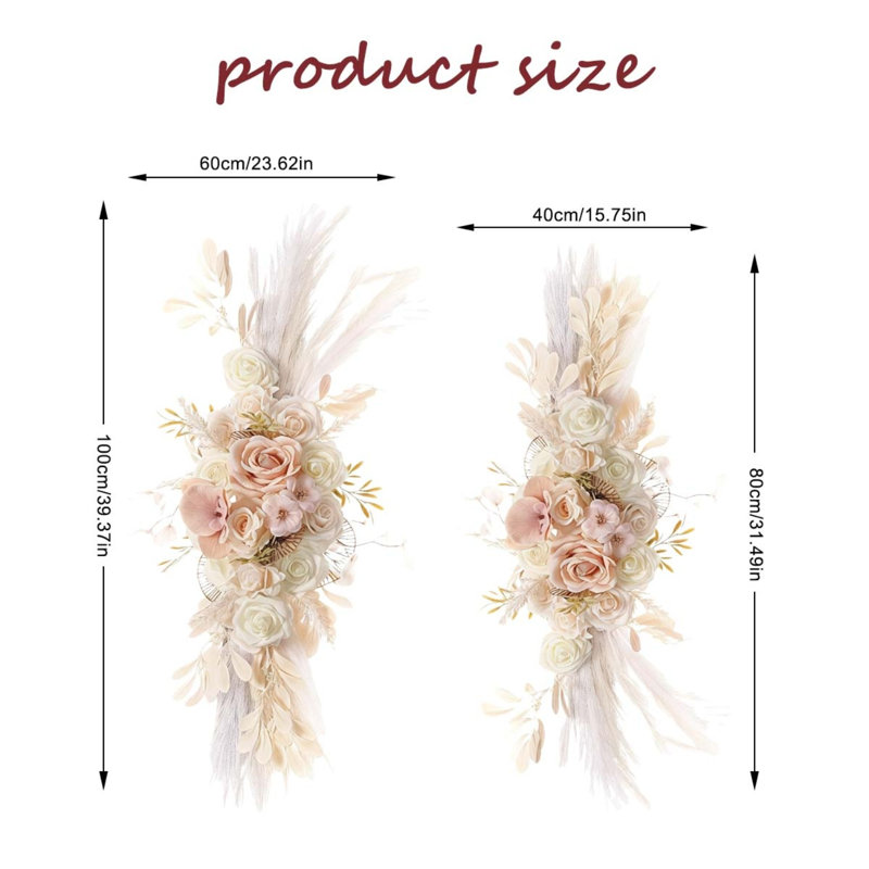 Fleurs de voûte de mariage, fleurs artificielles pour la décoration, grand feston de fleurs pour décoration florale de mariage Boho Styles - paquet de 2