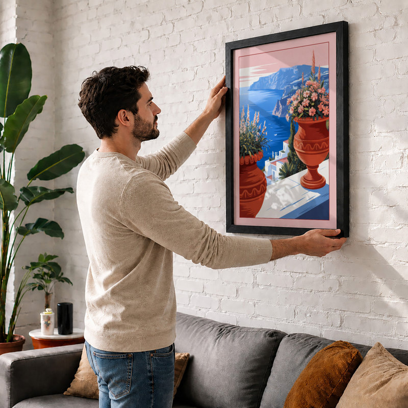 Mediterranean Terrace Coastal - Print, Oak, A3 - 42.0 x 29.7 cm