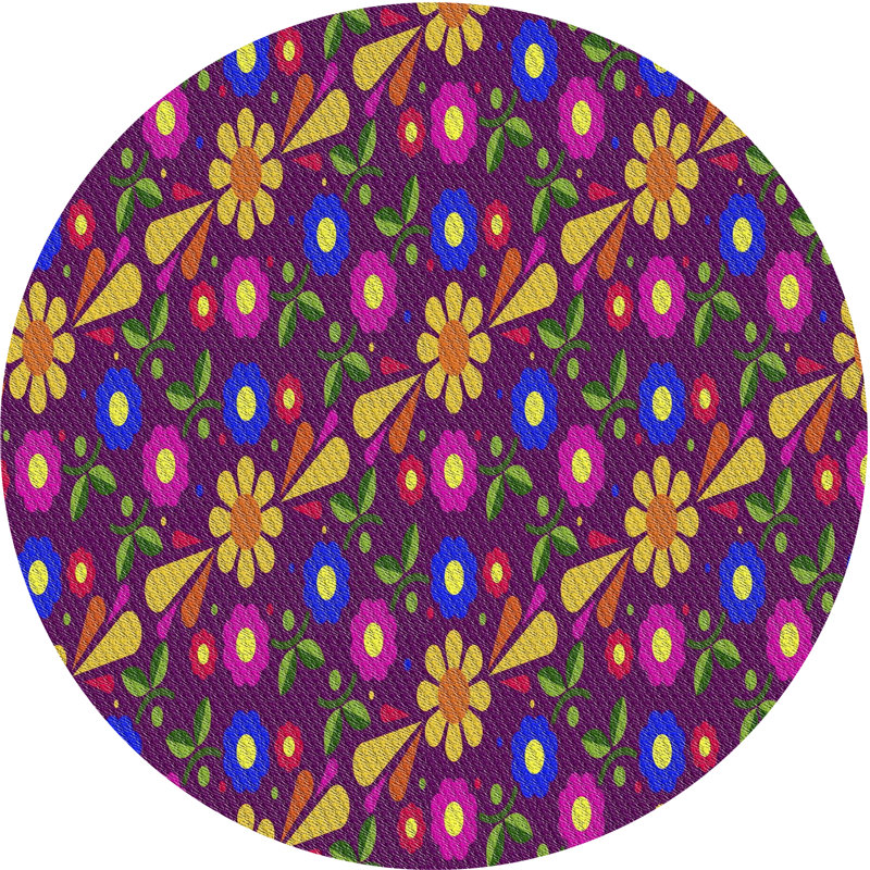 Tapis mauve / brun / rose Power Loom, Rond 5 pi