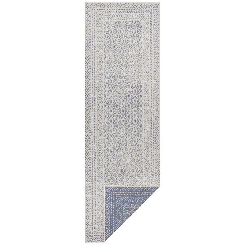 Frame Flatweave Blue Rug, Runner 80 x 250cm