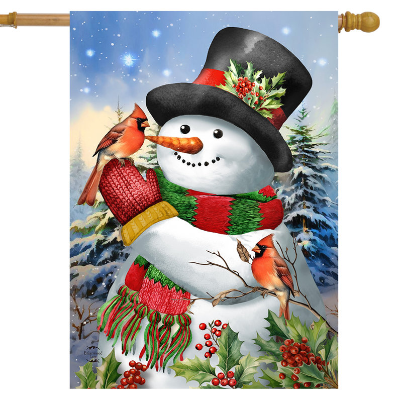 Hiver, bonhomme de neige, drapeau de la maison d'amis