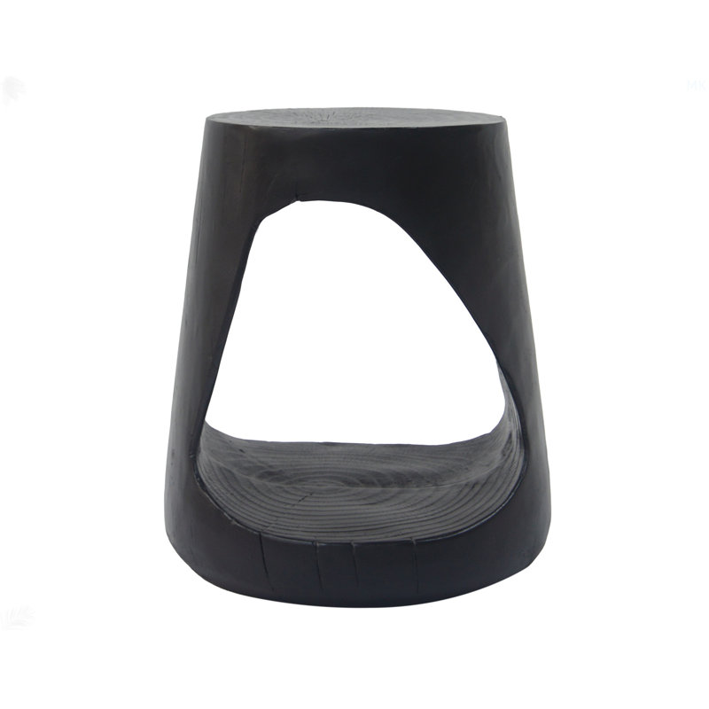 Hollow Side Table, Wood-Like Texture, Black, 16.75" H x 14.55" W x 14.55" D