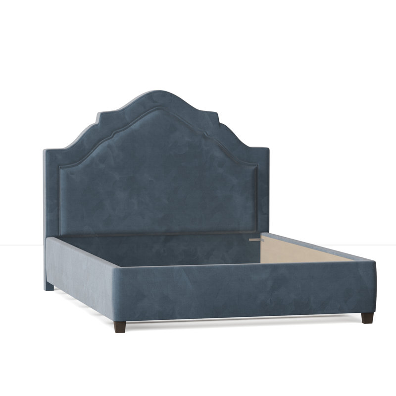 Sheila Upholstered Bed, Queen, Bella Ocean Performance Velvet, Brown Mahogany