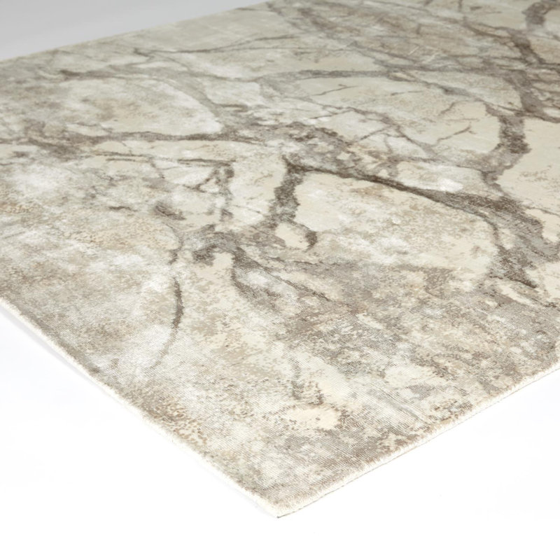 Mirror Match Marble Area Rug in Beige/Gray, Rectangle 9' x 12'