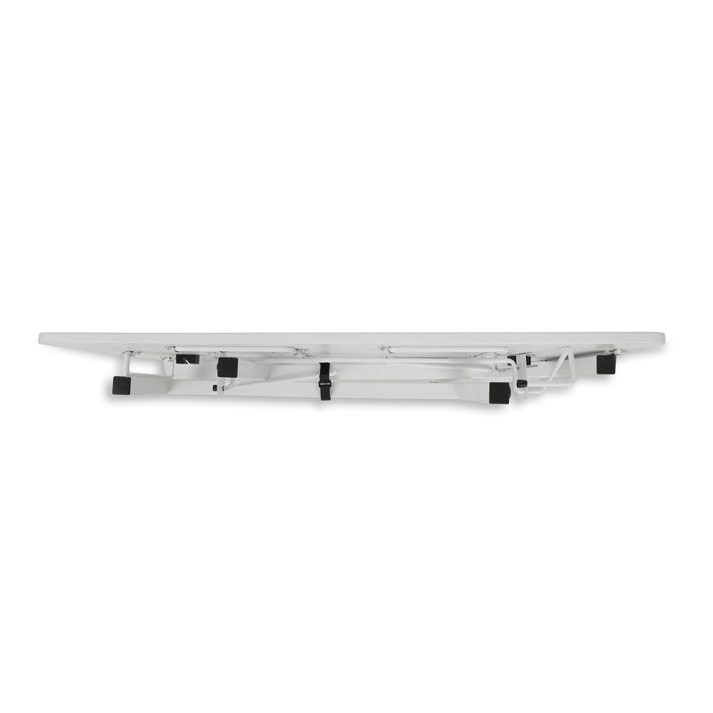 White Folding Sewing Table with Manual Lift and Steel Legs