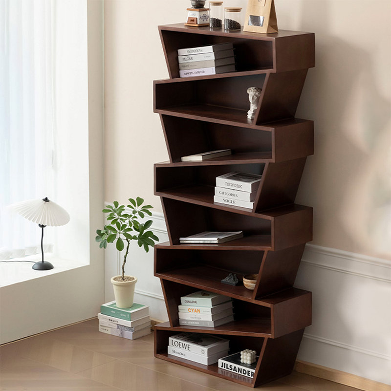 Bibliothèque standard en bois massif Nut-Brown, (8 tablettes) H 66,93 po x l 39,37 po x P 11,02 po