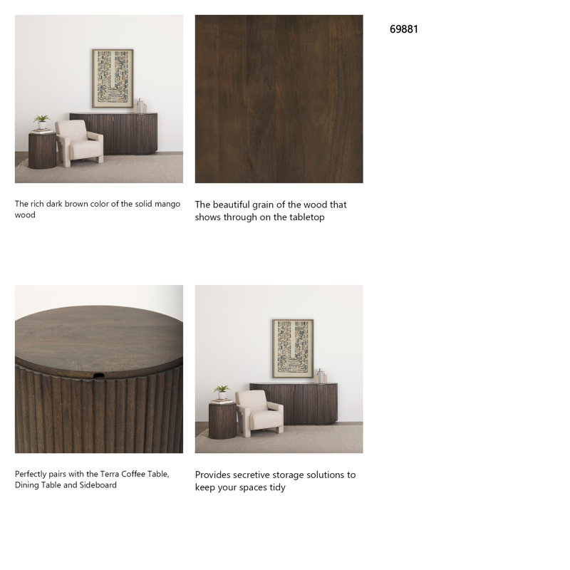 Table de bout Chessa Block, Marron foncé