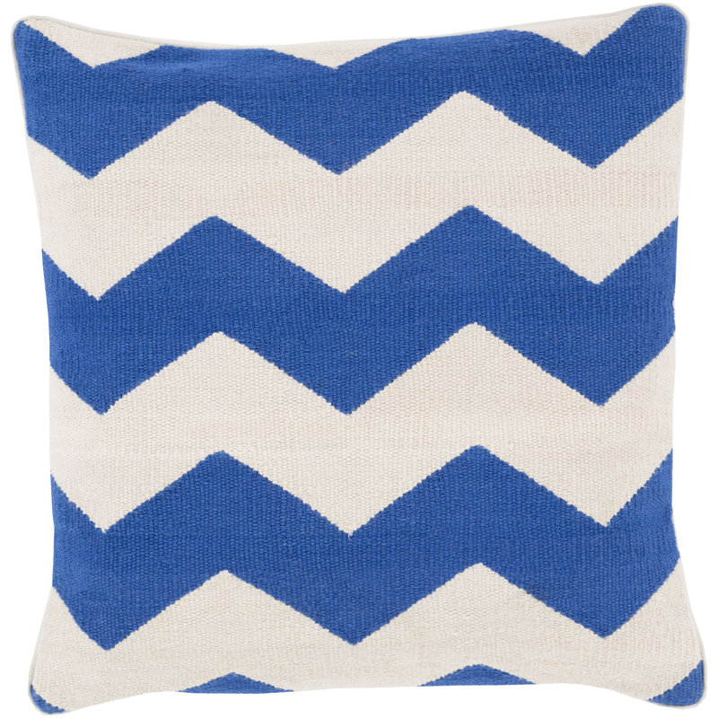 Bold Chevron Cotton Pillow Cover, 20" x 20", Bright Blue