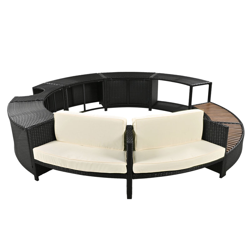 Ensemble de canapé en rotin avec cadre de spa et espaces de rangement Spa