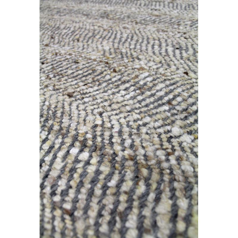 Diagonal Wool Area Rug in Brown/Charcoal/Ivory, Rectangle 8'8" x 9'9"