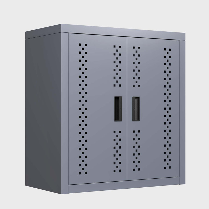 Armoire de garage en métal avec porte, armoire de rangement murale, armoire à outils flottante pour sous-sols, cuisines et entrepôts (gris, H 13,77 po)