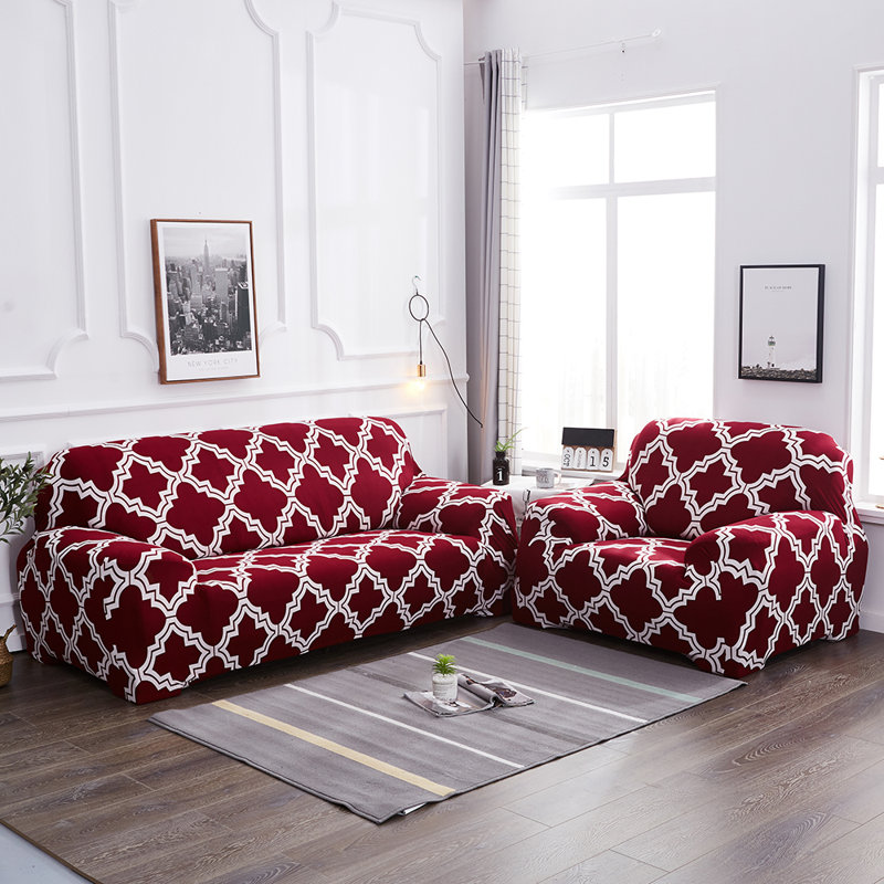 Housse de protection pour canapé en élasthanne stretch fit Elastic, Rouge, H 40 po x l 118 po x P 90 po