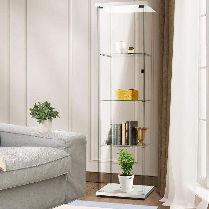 64.56'' H x 16.73'' W Glass Tower Display Cae, White