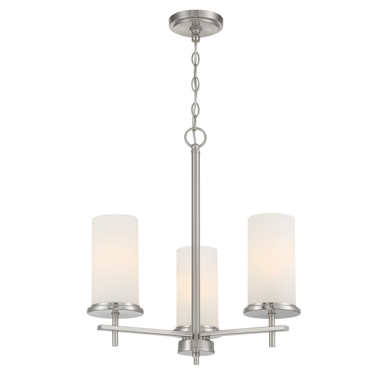 Ashten 3 - Light Dimmable Classic / Traditional Chandelier, Brushed Nickel, Frosted