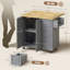 Rolling Kitchen Island on Wheels with Drop Leaf, Drawers, Towel & Spice Rack, Black-1857885717