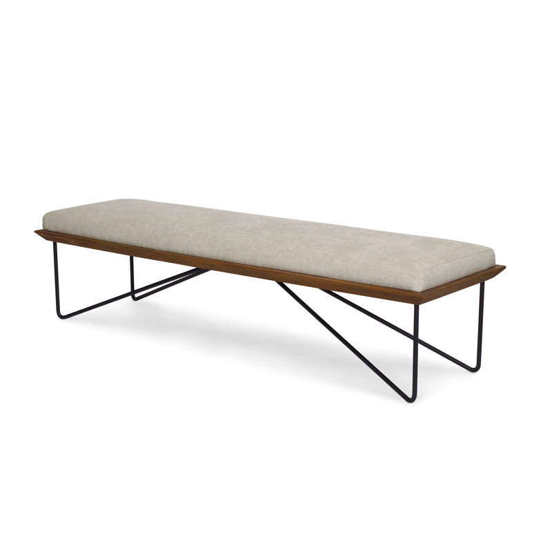 Maxwell Praline Beach Black Solid Teak Iron Hairpin Bench