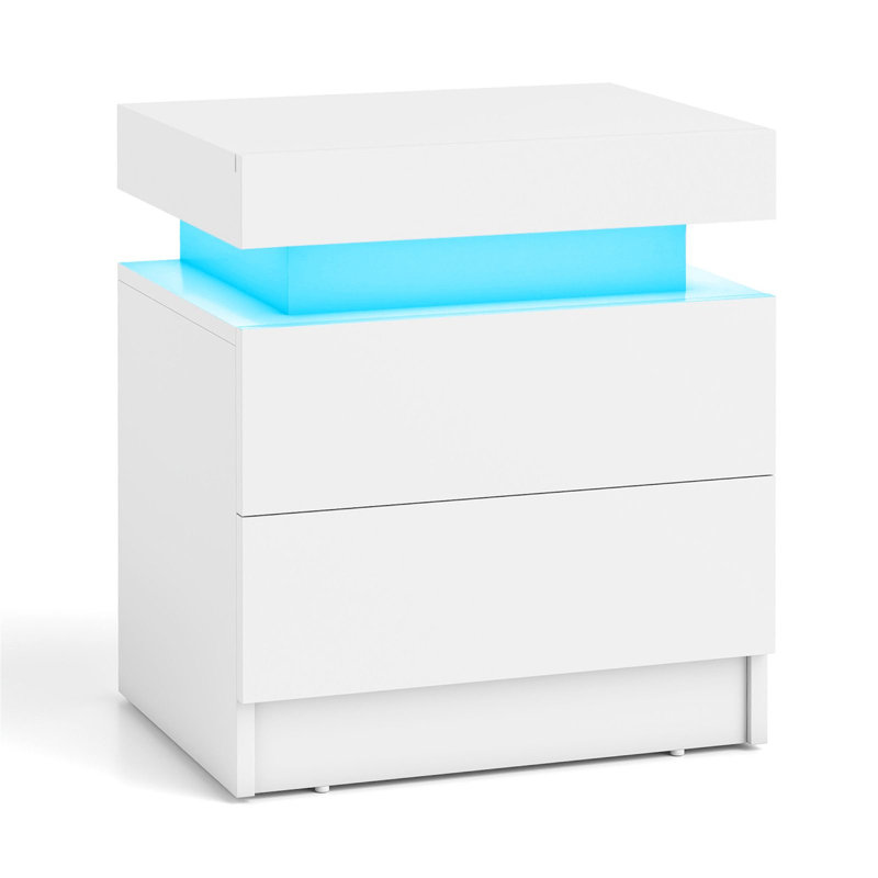 35cm W Manufactured Wood Bedside Table, White