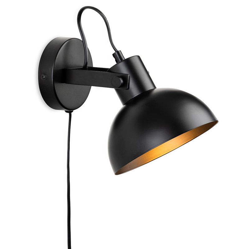 Plug-in Armed Sconce, Black