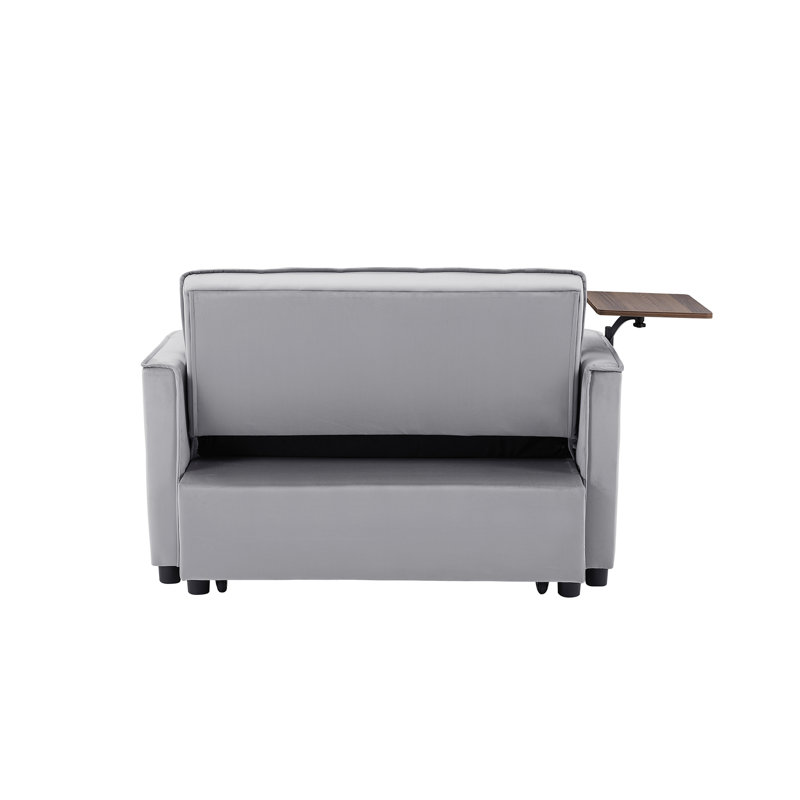 Dossier en velours gris - table d'appoint et fabrication avec table, éléments de conception contemporaine, conversion rapide au lit, plusieurs positions de sièges réglables et fiabilité