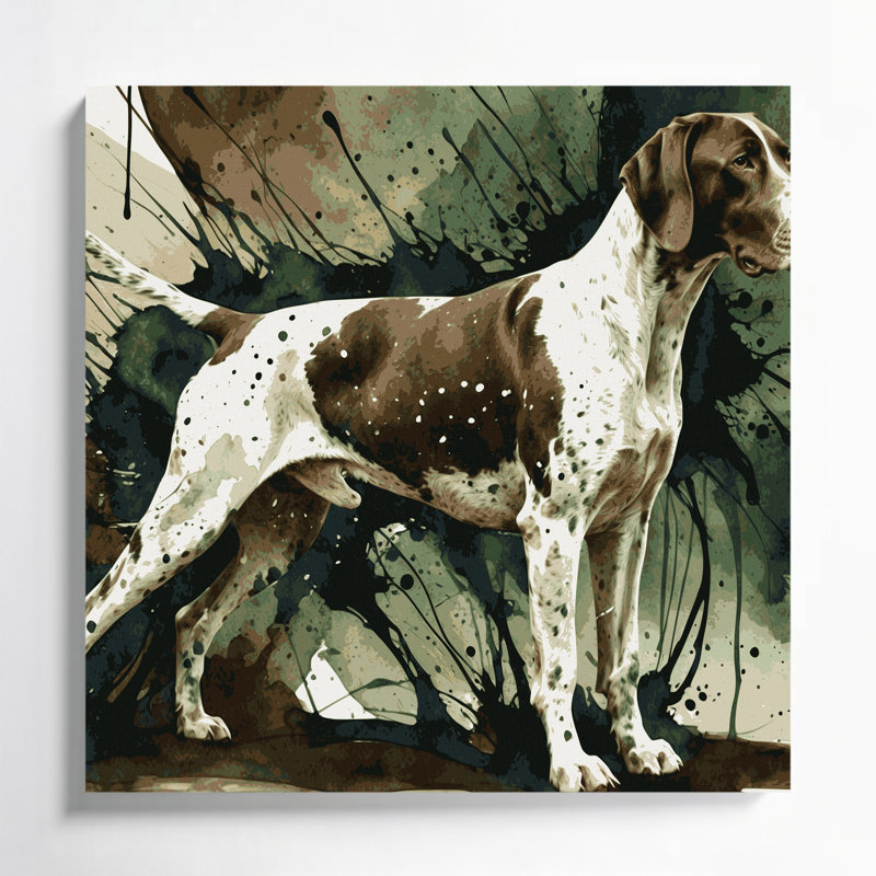 Dogs German Shorthaired Pointer Beige Canvas Wall Art, 12" H x 12" W