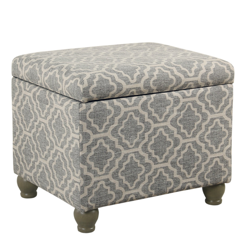 Repose-pieds avec rangement Arath, Treillis géométrique en polyester gris cendré