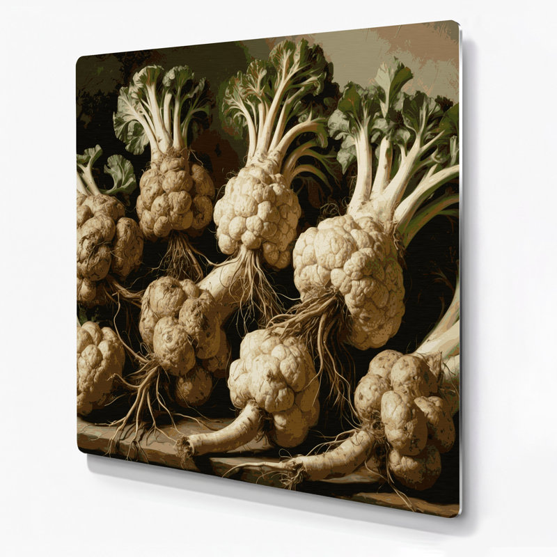 Art mural en métal légumes céleri-rave brun