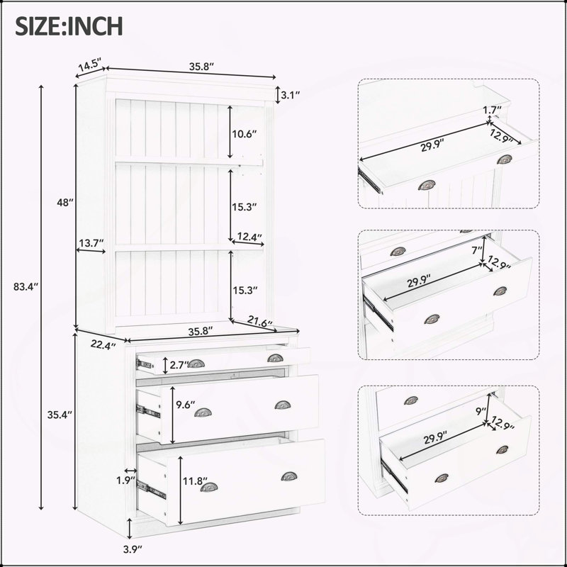 Versatile Tall Bookshelf Suite with LED, Drawers and Adjustable Shelves for Home