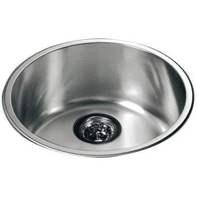 16.5" L x 16.5" W Drop-in Circular Single Bowl 304 Stainless Steel Round Kitchen Sink