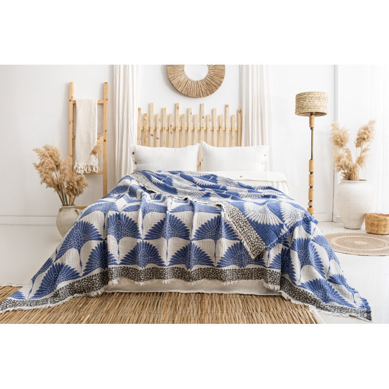 Couverture de lit Crane, Bleu