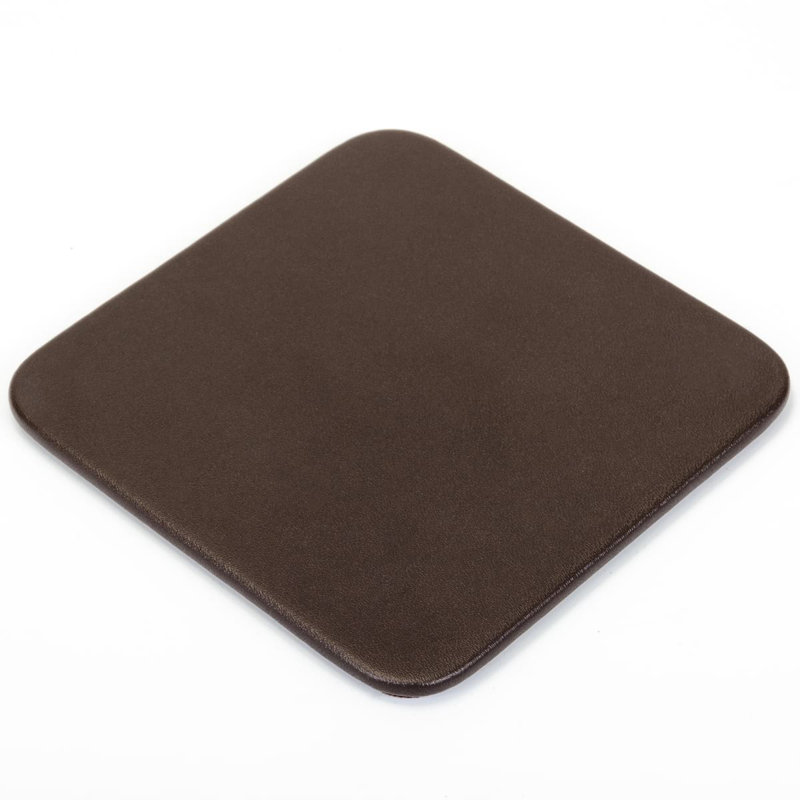 Dessous de verre carré en similicuir, Brun