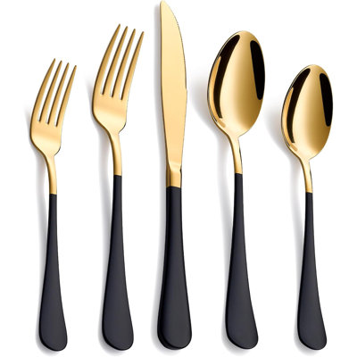 20-Piece Black & Gold Silverware Set