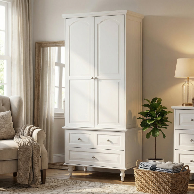 Armoire à 3 tiroirs avec poteau suspendu H 71 po x l 31,5 po, Blanc