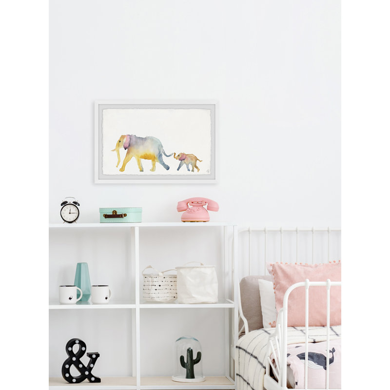 «Chad Mom and Baby Elephant», reproduction encadrée, H 30 po x l 45 po x P 1,5 po