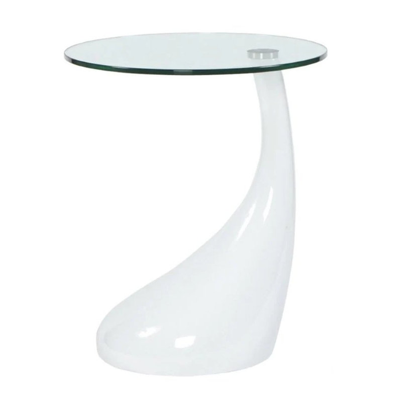 Table de bout en verre Wendler, Blanc