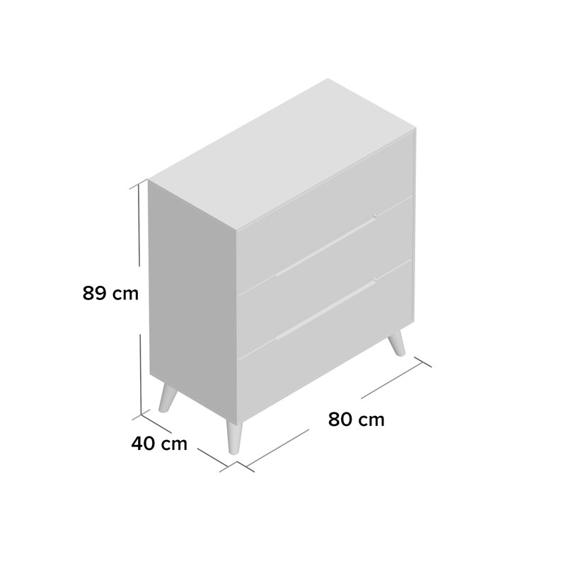 Heriberto 80cm W 3 - Drawer Chest of Drawers, White