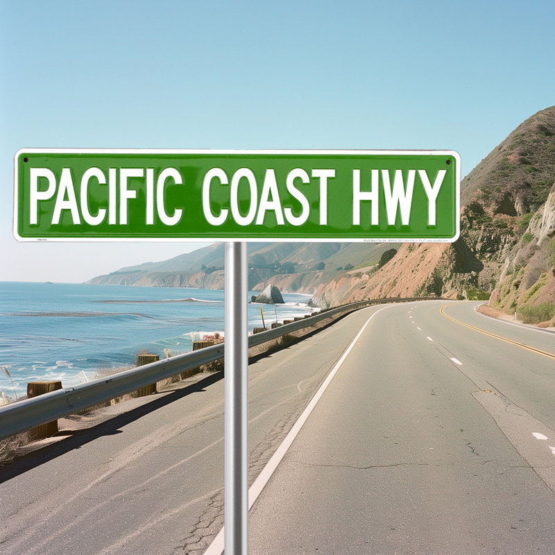 PCH Pacific Coast Highway Cali Tin Metal Street Sign CA Bar Man Cave Wall Decor