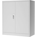 Metal Lockable Storage Cabinet with Adjustable Shelves, Sturdy and Multifunctional Storage, Assembly Required, Grey