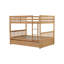 Lit superposé double en bois d'hévéa double avec lit gigogne, échelle et garde-corps, convertible en 2 lits doubles, avec lit gigogne simple, gris (ancien numéro de référence: W504S00250)-943069036